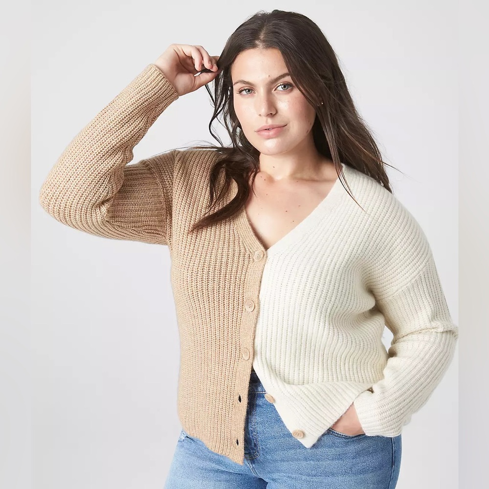 ✨NWT✨Lane Bryant Classic Button-Front Colorblock Cardigan